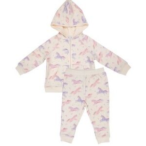 Angel Dear 2pc French Terry Zip Up Hoodie Jogger Pant Set Dreamy Unicorns 6-12